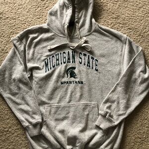 Michigan State Spartans Soft Gray Hooded Sweater Kangaroo Pocket Fitted Cuff